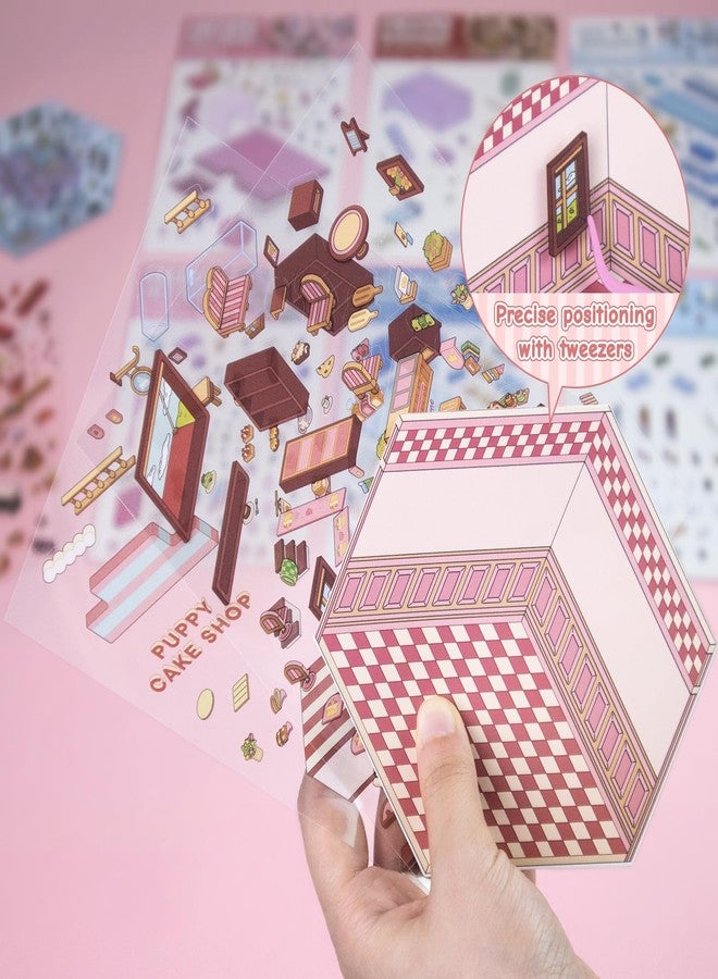 JIXZEN DIY 3D Sticker Scenes 6 Sets for Adults Kids, Make Your Own Mini Home/Store Scenes Stickers Animal Themes for Girls, Relieve Stress Pass The Time Craft Stickers for Christmas Gifts - Image 5